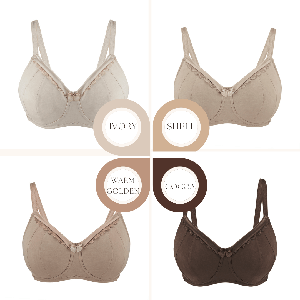 Cocoa-Supportive Non-Wired Silk & Organic Cotton Full Cup Bra with removable paddings from JulieMay Lingerie