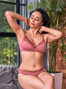 Rosie - Silk & Organic Cotton Lace Full Cup Wireless Bra via JulieMay Lingerie