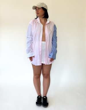 Triple blouse pink - white - blue checkered from JUNGL