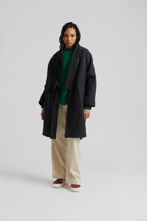 KAIA - Wool Blend Twill Coat Charcoal from KOMODO