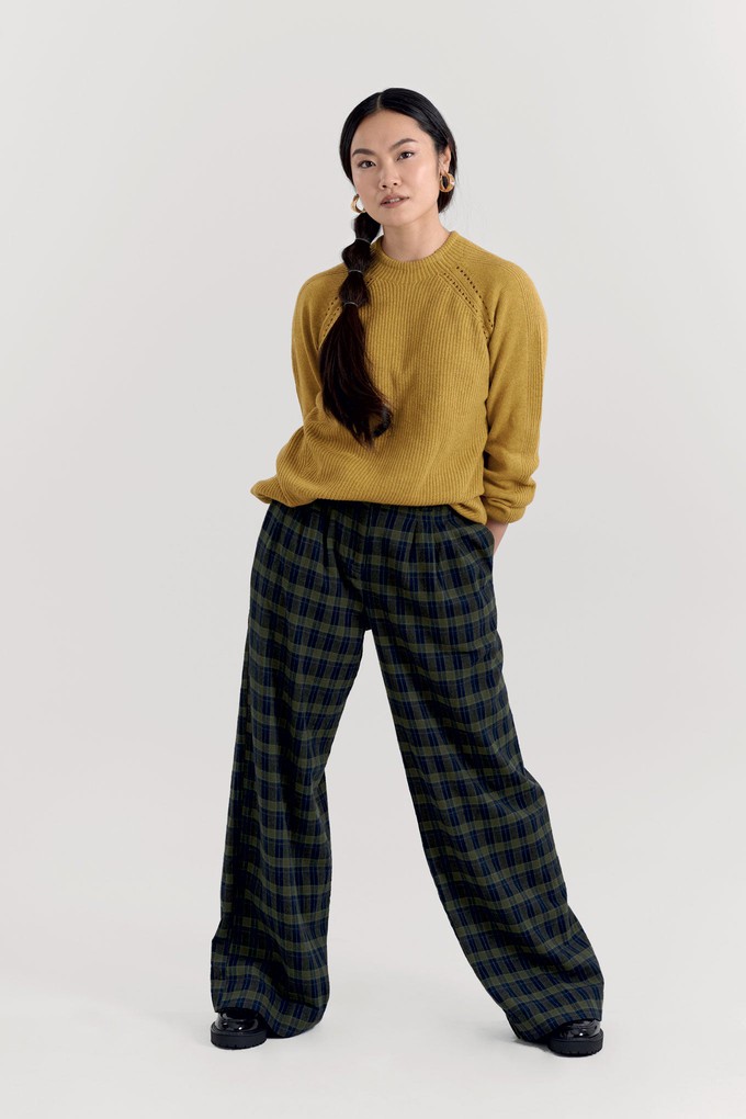 LILY Organic Cotton Flannel Trouser - Navy Check from KOMODO