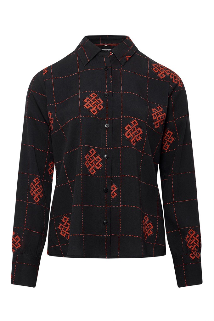 KENJI Tencel Shirt - Black Eternal Knot Print from KOMODO