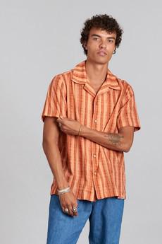 SPINDRIFT - Organic Cotton Shirt Weave Stripe Peach via KOMODO