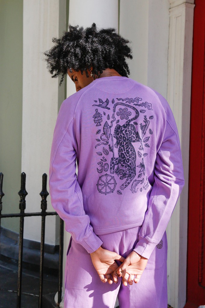 NEPALI LEOPARD - Organic Cotton Back Print Sweat Lilac from KOMODO