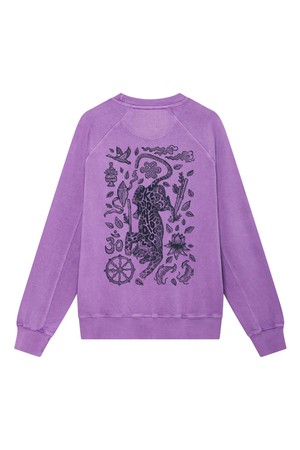 NEPALI LEOPARD - Organic Cotton Back Print Sweat Lilac from KOMODO