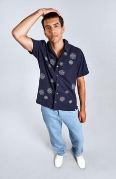 SPINDRIFT - Organic Cotton Shirt Embroidery Navy via KOMODO