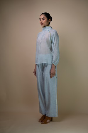 Meadows Pintucked Chanderi Blouse from Lafaani