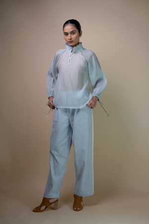 Meadows Pintucked Chanderi Blouse from Lafaani