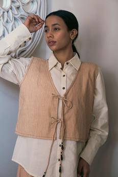 Effortless Edit Beige Tie Up Vest via Lafaani