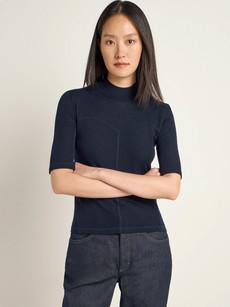 Short-sleeved shirt with stand-up collar (GOTS) via LANIUS