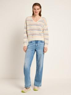 Striped V-neck sweater via LANIUS