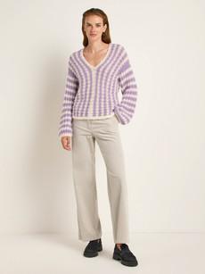 Striped sweater V-neck via LANIUS