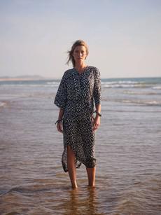 Kaftan Dress with Ikat Print via LANIUS