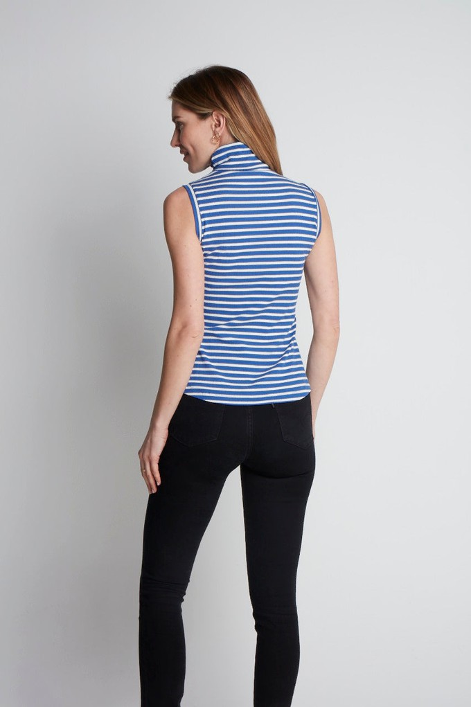 Sleeveless Striped Cotton Roll Neck from Lavender Hill Clothing