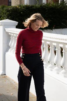 Striped Cotton Roll Neck via Lavender Hill Clothing