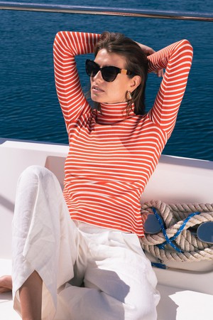 Striped Cotton Roll Neck from Lavender Hill Clothing