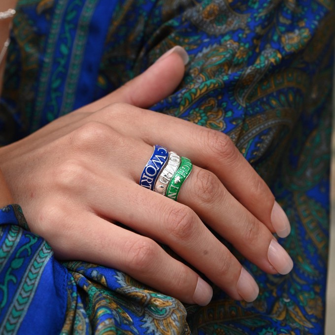 Worthy Affirmation Stacking Ring Silver Blue from Loft & Daughter