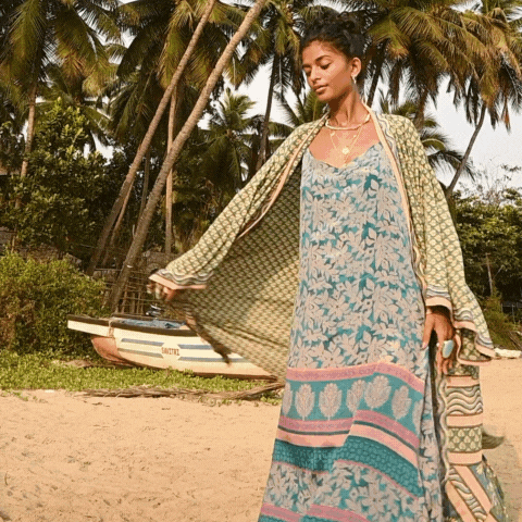 If Saris Could Talk Maxi Kimono- Mawi Beach from Loft & Daughter