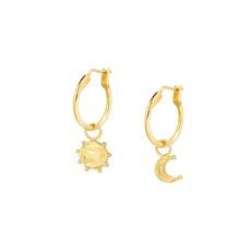 Tiny Sun & Moon Hoops Gold Vermeil via Loft & Daughter