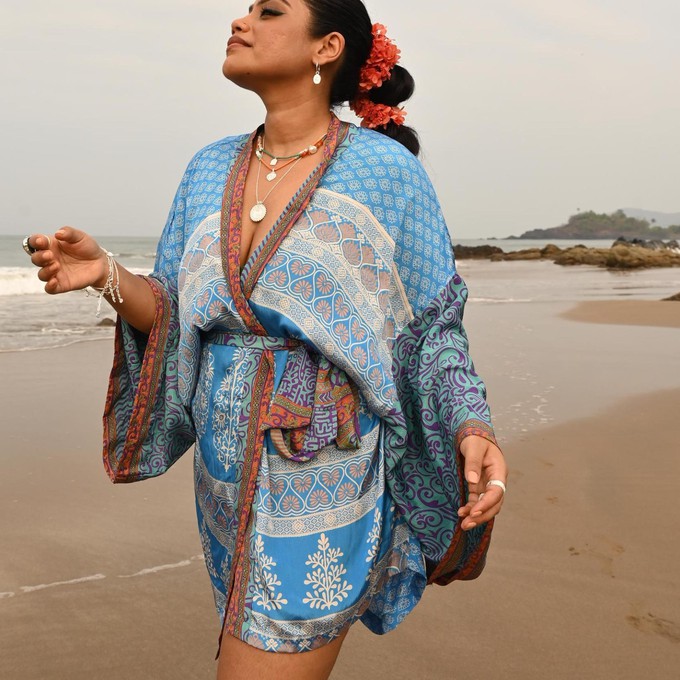 If Saris Could Talk Kimono- Blue Topaz from Loft & Daughter