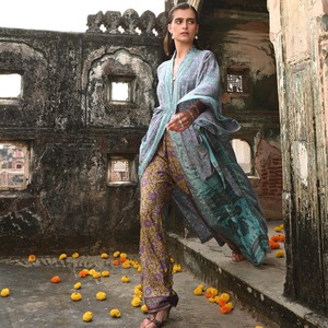 If Saris Could Talk Maxi Kimono- Indian Ocean from Loft & Daughter