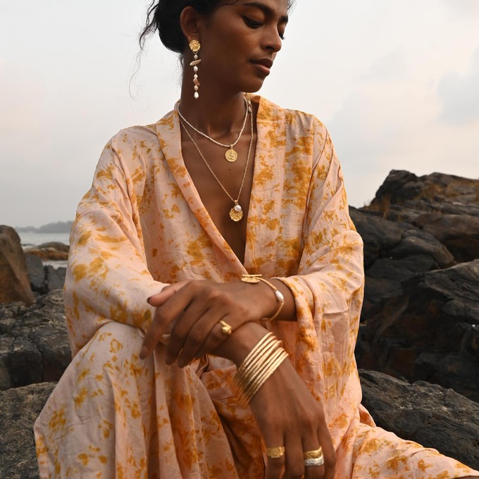 Silk Eco Print Maxi Kimono- Antique Peach from Loft & Daughter