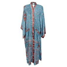 If Saris Could Talk Maxi Kimono- Falling Flower via Loft & Daughter