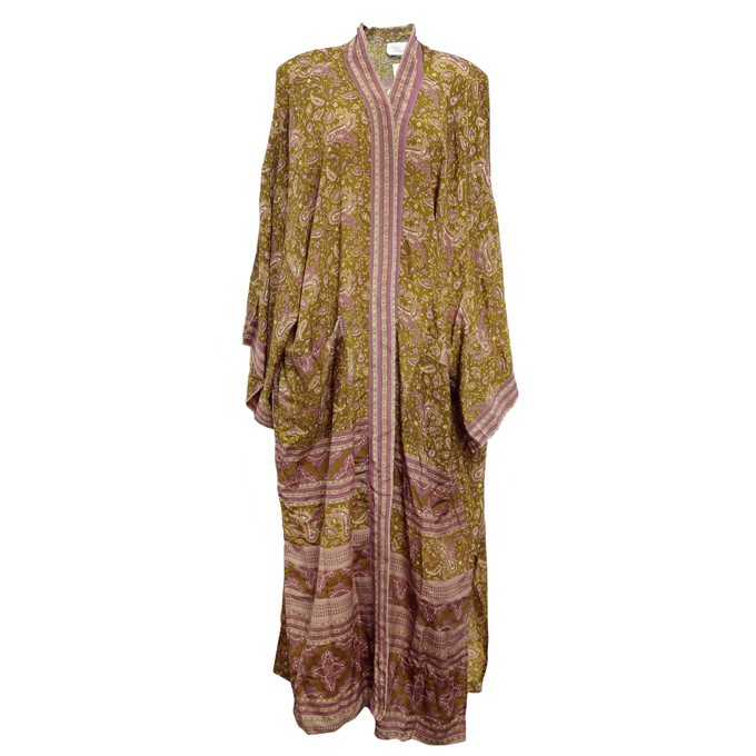 If Saris Could Talk Maxi Kimono- Olive Paisley from Loft & Daughter