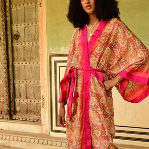 If Saris Could Talk Maxi Kimono- Regal Tulip- Sample Sale from Loft & Daughter