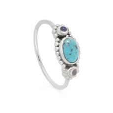 Om Turquoise Stacking Ring Silver via Loft & Daughter