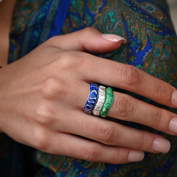 Worthy Affirmation Stacking Ring Silver Blue from Loft & Daughter