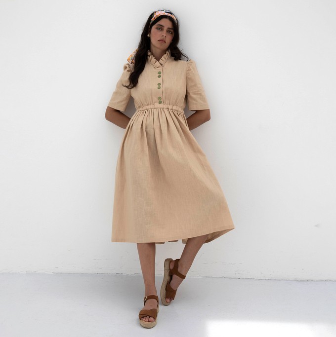 Eleonora Beige Linen Dress from Masha Maria