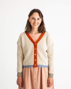 Color Block Cardigan oyster from Matona