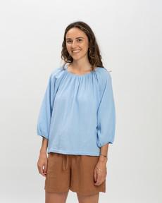 Muslin Blouse powder blue via Matona