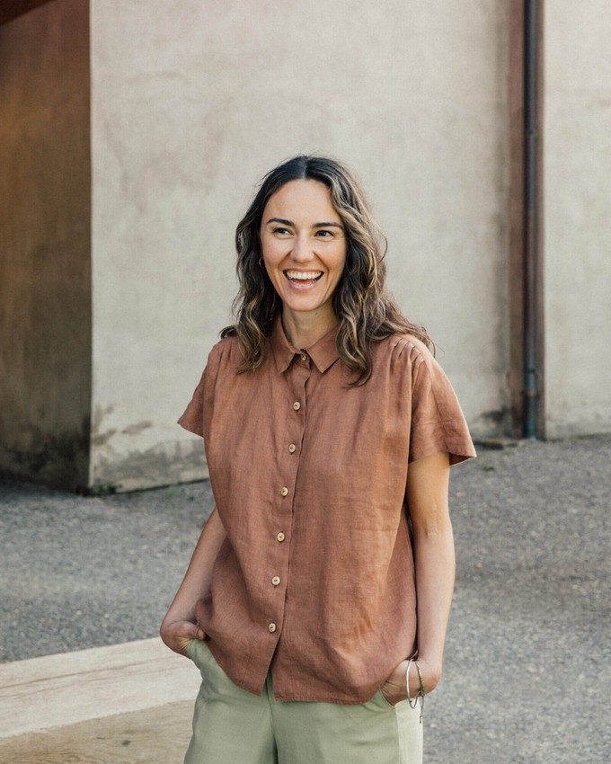 Linen Blouse blue net from Matona