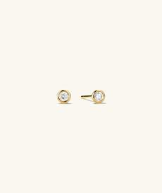 Mini Bezel Round Lab Grown Diamond Studs via Mejuri