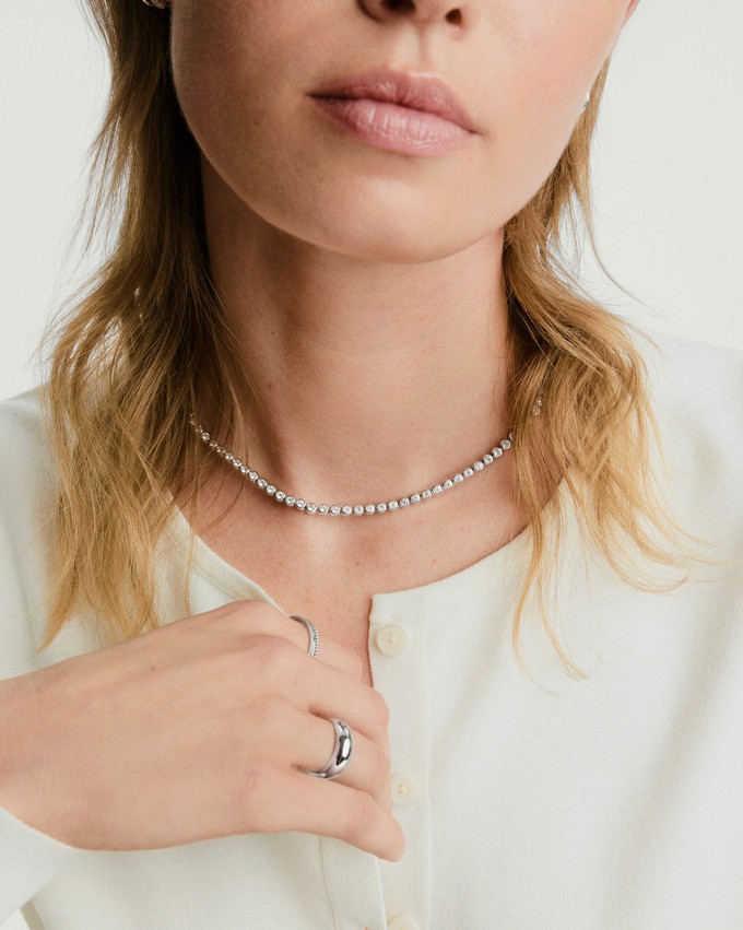 Zadie Bezel Lab Grown Sapphire Tennis Necklace from Mejuri