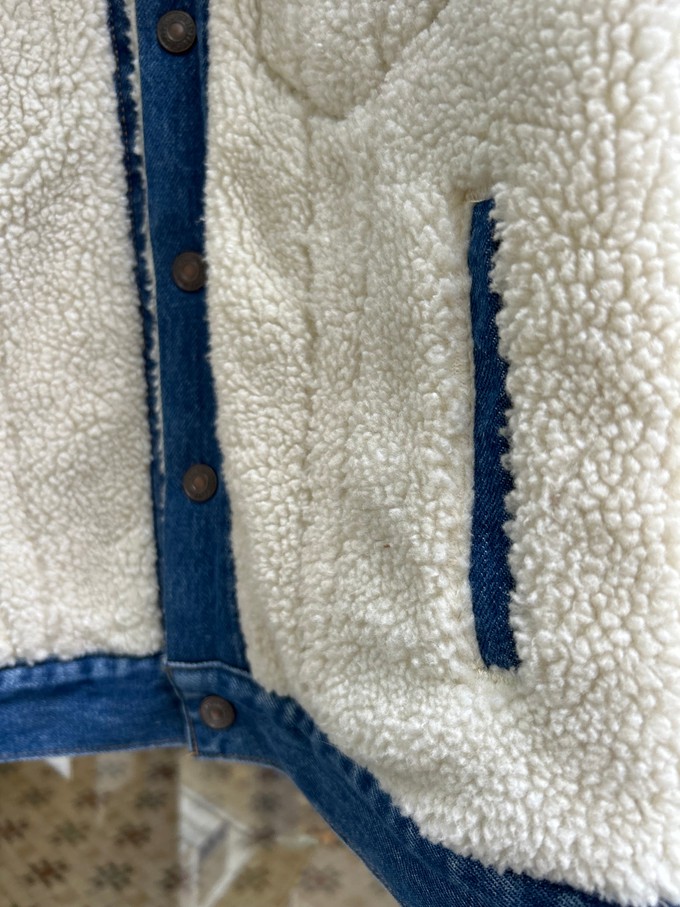 Upcycled Faux Shearling Levi Denim Jacket from MPIRA