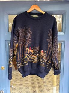 Vintage Wool Embroidered Hunting Sweater knitwear. via MPIRA