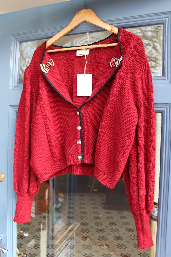 Upcycled Vintage Wool Puff Sleeve Cardigan knitwear from MPIRA