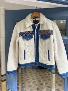 Upcycled Faux Shearling Levi Denim Jacket via MPIRA