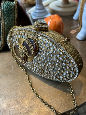 Luxe Upcycled Bejewelled Clutch bag with chain from MPIRA