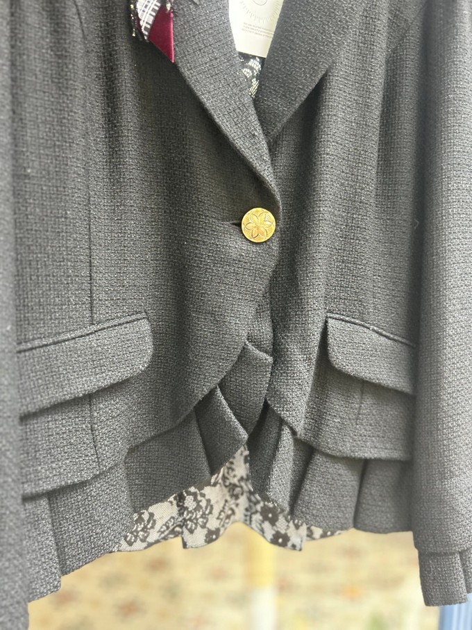 Upcycled Ruffle Hem Blazer Jacket from MPIRA