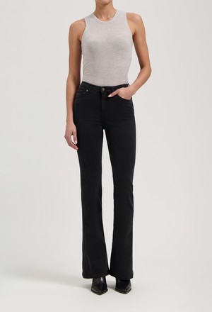 Isy High Flared - Stone Black from Mud Jeans