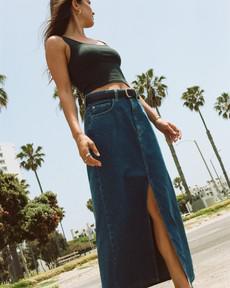 Lena Long Skirt - Medium Stone via Mud Jeans