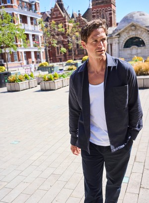 Regenerative Cotton Flannel Black Spitalfields Overshirt from Neem London