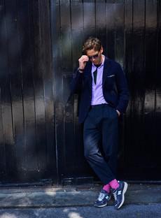 Recycled British Ribbed Cotton Bright Pink Men's Socks via Neem London