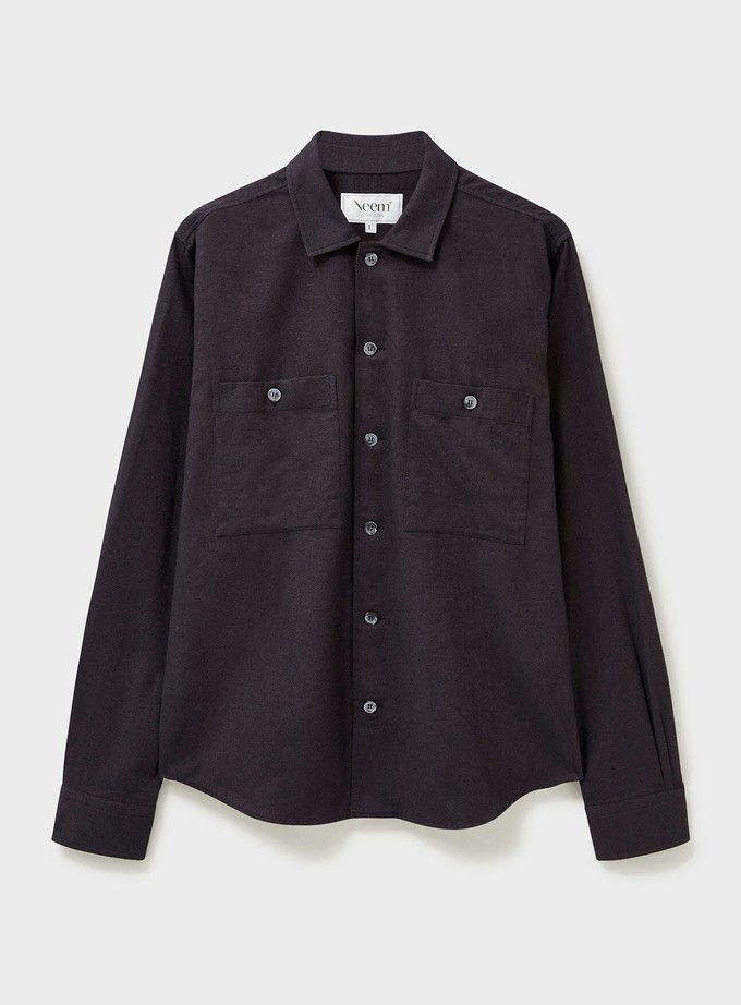 Recycled Italian Chocolate Flannel Double Pocket Overshirt from Neem London