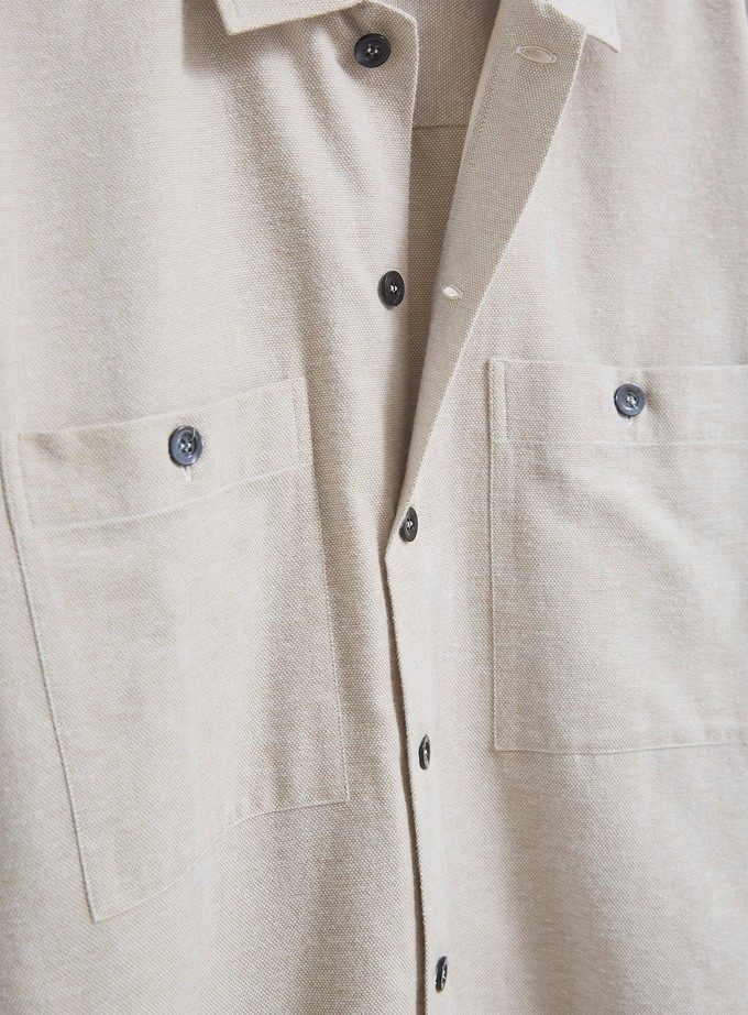 Recycled Italian Flannel Oatmeal Double Pocket Shirt from Neem London