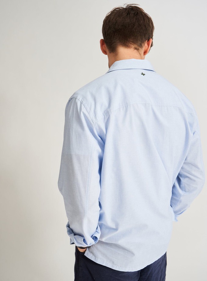 Recycled Italian Sky Fil-a-Fil Overshirt from Neem London